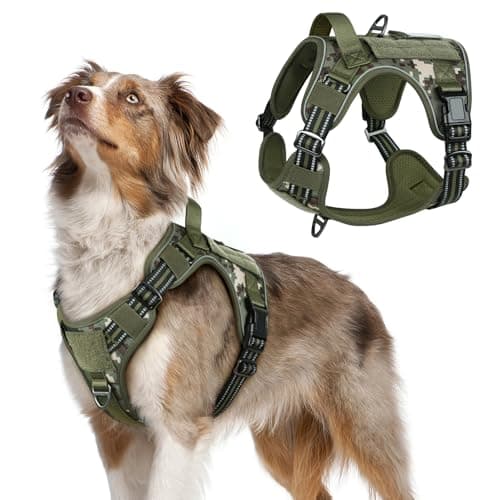 rabbitgoo Tactical Dog Harness Medium Sized Dog, No Pull Military Service Vest with Handle & Molle, Easy Control for Training Walking, Adjustable Reflective Straps, Green camo, M - Image 1