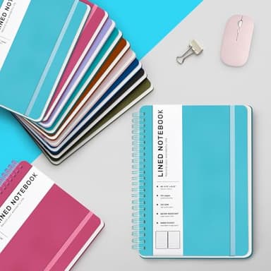 Light Blue Lined Spiral Journal Notebook with 160 Pages, 8×5.7in, A5 Spiral Notebook, Journaling Notebooks for Work, School, Women, Men, College Ruled Spiral Notebook, Hardcover Leather Journals - Image 6