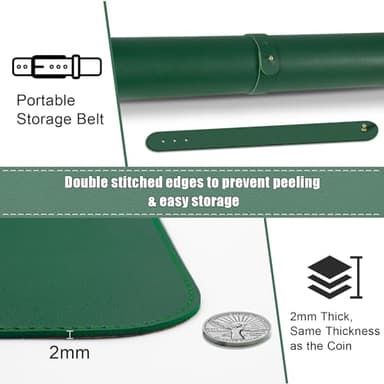 Large Desk Pad, 47.2'' x 23.6'', Office Desk Mat, Computer Mat for Desk, Leather Desk Pad Protector, Sewing Desk Blotter, Desktop Writing Pad for Office/Home/Decor Dark Green - Image 3