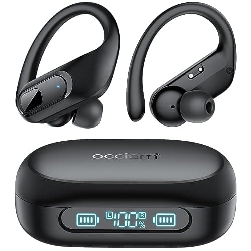 occiam Wireless Earbuds Bluetooth Headphones Ear Buds 96Hrs Playback Sport Over-Ear Waterproof Wireless Headphones Earphones with Earhooks ENC Mics Clear Call for Sport Running Workout Black - Image 1