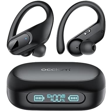 occiam Wireless Earbuds Bluetooth Headphones Ear Buds 96Hrs Playback Sport Over-Ear Waterproof Wireless Headphones Earphones with Earhooks ENC Mics Clear Call for Sport Running Workout Black - Image 1