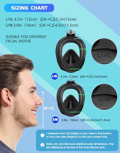 Greatever Full Face Snorkel Mask, Snorkeling Gear for Adults with Latest Dry Top Breathing System and Detachable Camera Mount, Snorkel Mask Adult, Snorkels Anti-Fog & Anti-Leak - Image 5