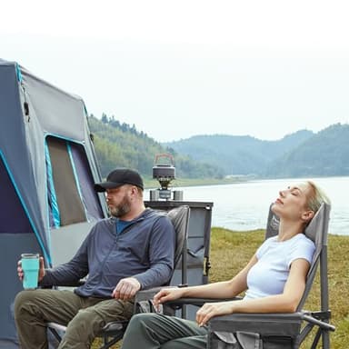 TIMBER RIDGE Oversized Folding Camping Chair High Back Heavy Duty for Adults Support up to 500lbs with Cup Holder, Side Pocket Cooler Bag - Image 2
