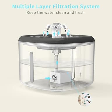 AIAUON Cat Water Fountain Ultra Quiet - 84oz/2.5L Cordless Automatic Water Dispenser for Cats, Water Bowl for Pets no Spilling, Cat Feeding & Watering Supplies with 3 Filters & Feeding Mat - Image 7