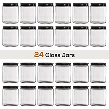 24 Pack, 8 OZ Thick Glass Jars with Metal Lids, Clear Round Candle Making Jars,Empty Food Storage Containers, Mason Canning Jar For Spice, Powder, Liquid, Sample, Lotion, Cosmetic,Dishwasher Safe - Image 3