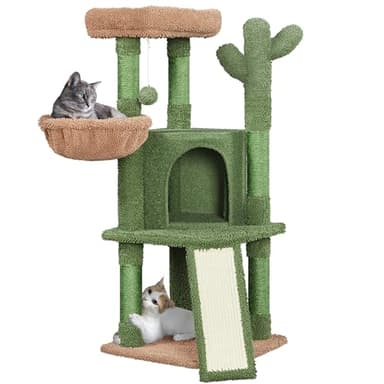 Yaheetech Cactus Cat Tree, 42in Cat Tower for Indoor Cats, Multi Level Kitten Condo Scratching Post, Cat Activity Center Pet Furniture w/Ball, Plush Perch, Platform, Basket - Image 1