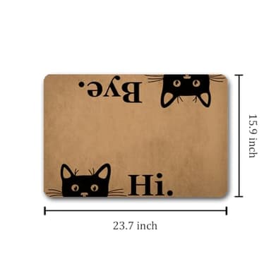 Funny Welcome Doormat For Indoor Entrance Way Decor Door Mats for Front Door Hi Bye Cute Cats Personalized Monogram Kitchen Rugs and Mats With Anti-Slip Rubber Back Novelty Gift Mat(23.7 X 15.9 in) - Image 3
