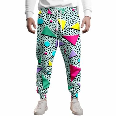 VVGETE 80s Men's Jogger Sweatpants Lightweight Track Pants,Mens Casual Pants 90s Outfit for Men Black - Image 1