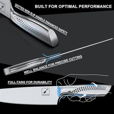 imarku Knife Set, 16PCS High Carbon Stainless Steel Kitchen Knife Sets with Block Ultra Sharp Knife Block Set, Japanese Knife Set with Dotted Non-slip Ergonomic Handle, Dark Brown, Best gifts - Image 5