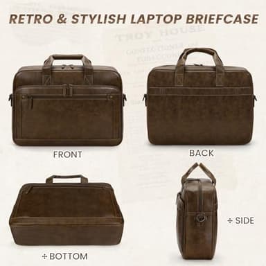 RAINSMORE Mens Laptop Bag 16 Inch Leather Briefcase Vintage Messenger Bag for Men Large Crossbody Shoulder Office Computer Bag Retro College Satchel Bag for Work, Business,Travel, Brown - Image 7
