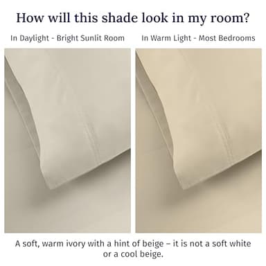 California Design Den Queen Size Sheet Set - Luxury 600 Thread Count Sateen, 100% Cotton Sheets, Deep Pockets, All Around Elastic for a Snug Fit, Hotel Quality Bedding Set - Ivory (Creamy Beige Tone) - Image 3