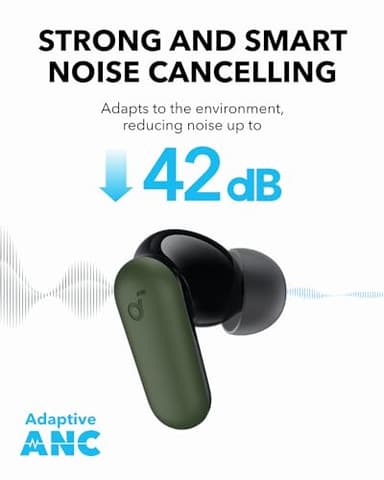 Soundcore P30i by Anker Noise Cancelling Earbuds, Strong and Smart Noise Cancelling, Powerful Bass, 45H Playtime, 2-in-1 Case and Phone Stand, IP54, Wireless Earbuds, Bluetooth 5.4 (Green) - Image 3