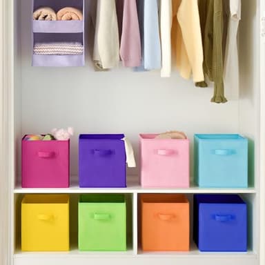 GRANNY SAYS 11 Inch Cube Storage Bins, Colorful Cube Storage Organizer, Fabric Storage Bins, Storage Cubes for Shelves, Closet, Toy Storage Bins for Kids Room, Play Room, Rainbow, 8-Pack - Image 4