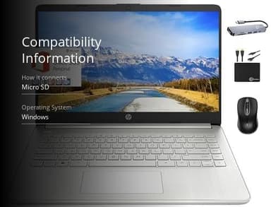 HP 2024 Premium 14" Micro-edge Portable Laptop Student Business, Intel Quad-Core N4120, 16GB RAM, 384GB (128GB eMMC+ 256GB Card), Webcam, WiFi, Windows 11S + 1 Year Office 365, MarxsolAccessory Silver - Image 3