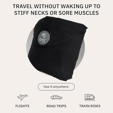 trtl Pillow - Scientifically Proven, Super Soft Neck Support Travel Pillow - Lightweight and Machine Washable - Ergonomic Design for Traveling on Airplanes, Cars, and Trains - Black - Image 3