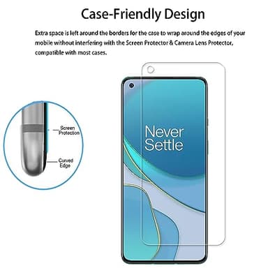 HKKAIS Designed For Oneplus 8T 5G Tempered Glass Screen Protector 2-Pack Camera Lens Protector Film 2-Pack - Image 7
