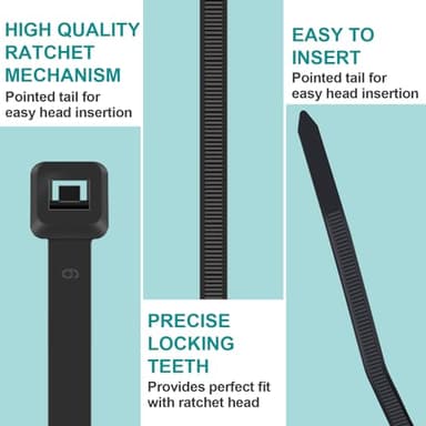 Long Zip Ties - 18 Inch Large Zip Ties Heavy Duty Outdoor,60 Pack Big Cable Ties, Black (18Inch-60Pack) - Image 5