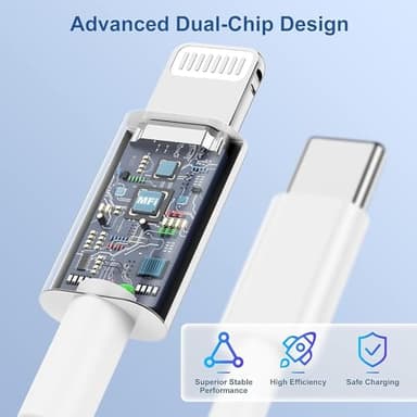 for 10ft iPhone Charger Fast Charging Block, [MFi Certified] Wall Charger Plug and USB C to Lightning Cable Cord Long,Type C Cube Brick Box for Apple iPhone 14 Pro Max/14/13 Pro/12 Mini/12/11/iPad Air - Image 4