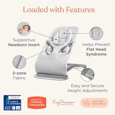 Ergobaby Evolve 3-in-1 Bouncer, Adjustable Multi Position Baby Bouncer Seat, Fits Newborn to Toddler, Charcoal - Image 8