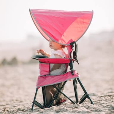 Baby Delight Go with Me Venture Portable Chair | Indoor and Outdoor | Sun Canopy | 3 Child Growth Stages | Pink - Image 2
