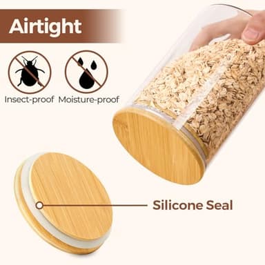 ComSaf Glass Food Storage Jars Set of 6, Tall Glass Storage Containers with Lids, Spaghetti Jar, Canisters Set for the kitchen, Pasta, Flour, Nuts, Oat, Coffee and Sugar Container, Pantry Organization - Image 7