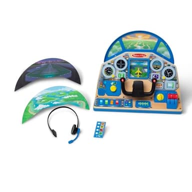 Melissa & Doug Jet Pilot Interactive Dashboard, Pretend Play Airplane Cockpit with Steering Yoke, Lights, Sounds, Buttons & Switches for Fidget Play, Wooden Toys for Kids Ages 3+ - FSC Certified - Image 4