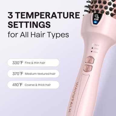 Wavytalk Updated Version Thermal Brush, 1.5 Inch Negative Ion Blowout Express Thermal Round Brush Creates Salon-Quality Blowouts, lonic Frizz Reduction Makes Hair Shinier & Smoother (Millennial Pink) - Image 6