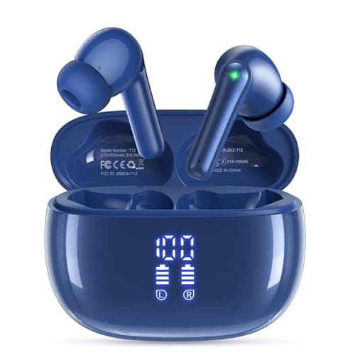Wireless Earbuds, Bluetooth 5.3 Ear Buds, Headphones with Clear Stereo sound, 40H Playtime with LED Digital Display, IPX7 Waterproof Earphones Built-in Mic for Phone Tablet Sports Workout, Sapphire - Image 1