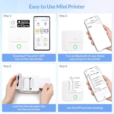 mafiti Thermal Pocket Printer Portable Inkless Bluetooth Mini Sticker Wireless Lable Printer Pictures Print for Scrapbook Journal Sticky Label with 6 Rolls Thermal Paper - Image 7