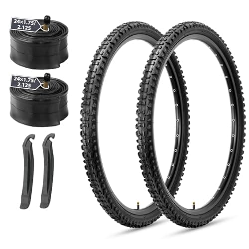 MOHEGIA Mountain Bike Tires Set: 2-Pack 24x1.95 Inch (54-507mm) Folding Replacement Bicycle Tires and Pair Inner Tubes with Tire Levers for MTB Off-Road Bike - Image 1