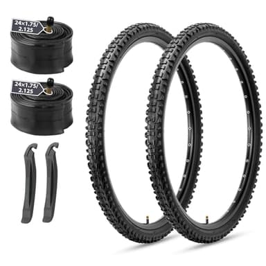 MOHEGIA Mountain Bike Tires Set: 2-Pack 24x1.95 Inch (54-507mm) Folding Replacement Bicycle Tires and Pair Inner Tubes with Tire Levers for MTB Off-Road Bike - Image 1