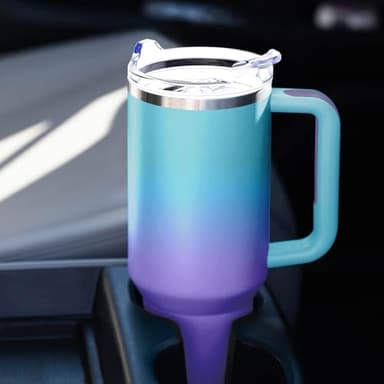 Greatyos 40 oz Tumbler with Handle and Straw Lid Insulated Tumblers Cups with Lids Straws Double Wall Vacuum Stainless Steel 40oz Tumbler Travel Mug Gifts for Men Women Him Her (Ocean Dream) - Image 7
