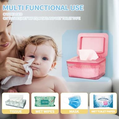 Whiidoom Wipes Dispenser, One-Handed Operation Wipe Holder for Baby & Adult, Seal-Designed Wipes Container for Bathroom Keep Diaper Wipes Fresh (Pink) - Image 5