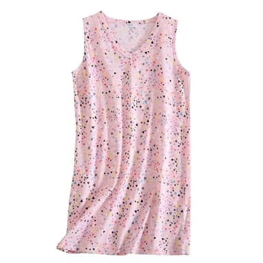 PNAEONG 3 Pack Womens Cotton Nightgown V Neck Nightshirts Sleeveless Sleepwear Casual Print Sleepdress Moon+Star+Pink,3XL - Image 4