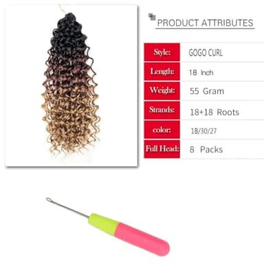 8 Packs Curly Crochet Hair GoGo Curl Crochet hair for Women Deep Wave Braiding hair,Synthetic Bohemian Crochet Braid Water Wave Crochet hair Extensions(18inch, 1B/30/27) - Image 3