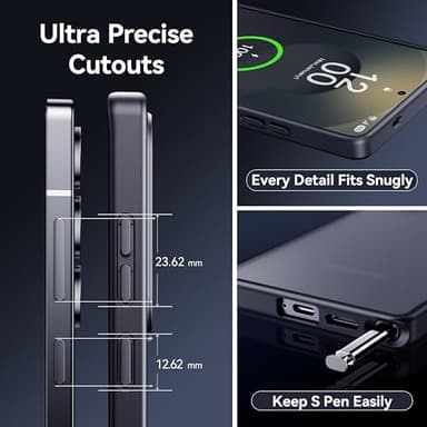 CASEKOO Genuine Official for Samsung Galaxy S25 Ultra Case [16FT Military Drop Protection] [Anti Stain Tech] Slim Matte Translucent Shockproof Protective S25 Ultra Case 6.9'', Black - Image 7