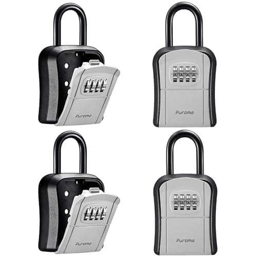 Puroma Key Lock Box, Portable Combination Lockbox Wall-Mounted Key Storage Box for House Keys, Resettable Code Safe Security Lock Box for Home, Office, Apartment Spare Key Storage (4 Pack, Gray) - Image 1