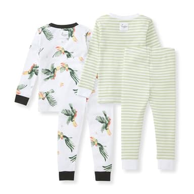 Burt's Bees Baby Baby Boy's Pajamas, Tee and Pant 2-Piece Pj Set, 100% Organic Cotton Soft Sleepwear, Toucan 2-pk, 3 Toddler - Image 2