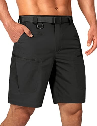 Shallowlulu Mens Cargo Hiking Shorts Water Resistant Quick Dry Lightweight Breathable Tactical Shorts with Nylon Belt(Black 34W/8L) - Image 1