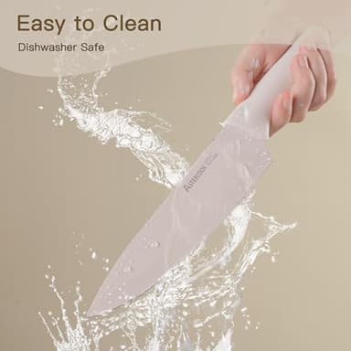 Astercook Knife Set, 13 Pieces Kitchen Knives Set with Healthy Anti-Rust Coating, Dishwasher Safe, Stainless Steel Chef Knife Sets with 6 Blade Guards, Perfect Holiday Gifts for Kitchen - Image 6