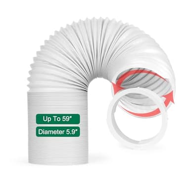 HOXHA Portable Air Conditioner Hose Kit 59 Inch Length 5.9 Inch Diameter AC Vent Hose with 5.9 Inch AC Vent Hose Adapter, AC Replacement Exhaust Hose Anti-Clockwise with Tube Coupler Connector - Image 1