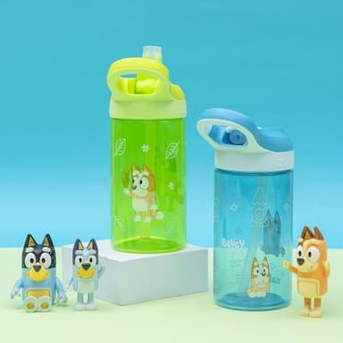 Zak Designs Bluey Atlantic Kids Water Bottle For School or Travel, 16oz Durable Plastic Water Bottle With Straw, Handle, and Leak-Proof, Pop-Up Spout Cover, 2-Pack (Bluey, Bingo) - Image 9