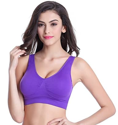 Vermilion Bird Women's 3 Pack Seamless Comfortable Sports Bra with Removable Pads 3XL/Shirt Size 16W,18W Red &Blue &Purple - Image 4