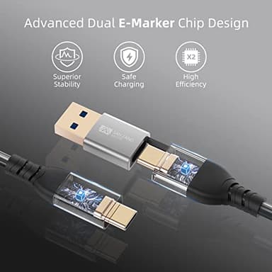 SAN ZANG MASTER USB C Cable 100W, for Thunderbolt 3 Cable，E-Marker, 4k Displayport Video, USB C to USB C/A Fast Charging 20Gbps Data Transfer Cable 3.3FT - Image 5