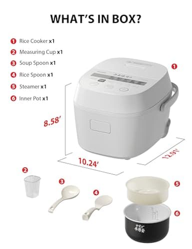 TOSHIBA Umami Smart Rice Cooker 5.5-Cup Uncooked, Fuzzy Logic, 15-in-1 Functions, Digital Display, Delay Timer, Keep Warm, Nonstick Inner Pot, White - Image 10