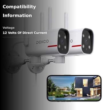 DEKCO 2 Pack Outdoor Security Camera with 2K Color Night Vision, Pan Rotating 180° Wired WiFi Camera Support 24/7 Recording, 2.4GHz WiFi, AI Human Auto Tracking, Work with Alexa/Google Assistant - Image 3
