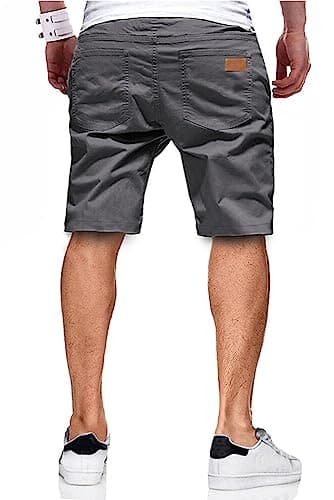 JMIERR Mens Casual Shorts - Cotton Drawstring Summer Beach Stretch Waist Twill Chino Dress Golf Travel Essentials Shorts with Pockets for Men, L, S1 Grey 2 - Image 2