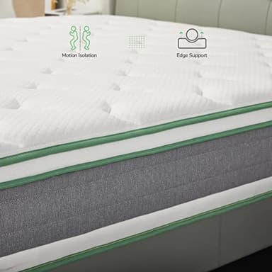 Novilla Queen Mattress, 12 Inch Hybrid Mattress in a Box, Innerspring Mattress with Gel Memory Foam for a Cool Sleep, Pressure Relief, Medium Firm Pillow Top Mattress, Groove - Image 5