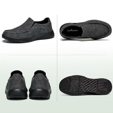 OrthoComfoot Men's Orthopedic Comfortable Casual Loafers, Diabetic Supportive Shoes, Soft Plantar Fasciitis Arch Support Deck Shoes Black Size 9 - Image 6