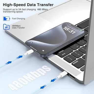 USB C to USB C Cable 3/6/10 FT for iPhone 16 15 Pro Max,Long C to C Cable Fast Charging Cord Braided for iPhone 16 15 Pro/16 15 Plus/16e,MacBook,iPad 10/11th 60W-Purple - Image 3